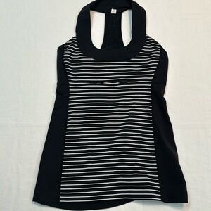 Lulu lemon black striped workout top with built in sports bra